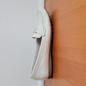 Giant Bernini White Leather Memory Foam Loafers